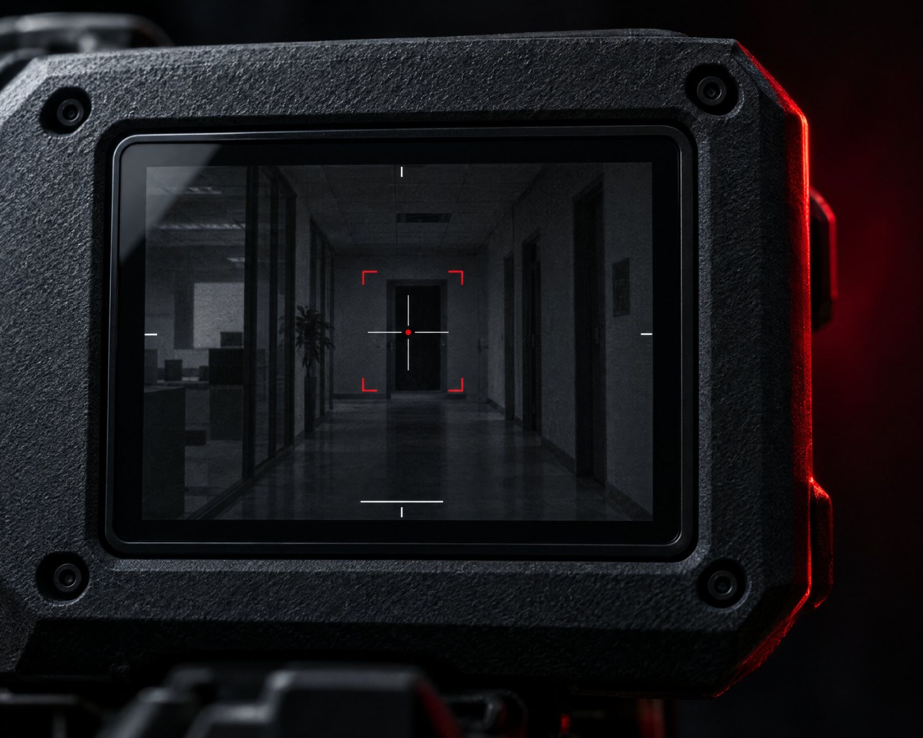 Display showing a corridor view with AI target markers